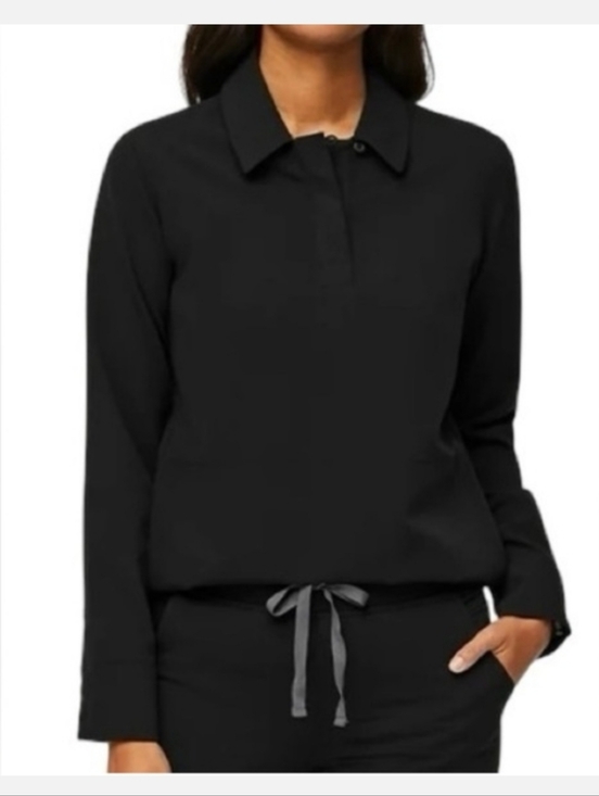 Figs Tops - Figs Nala Scrub Polo Long Sleeve Black Technical collection Size XL